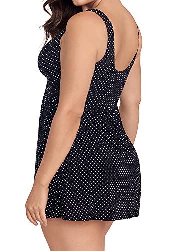 Miraclesuit Women's Plus Size Swimwear Pin Point Marais One Piece Swimdress4