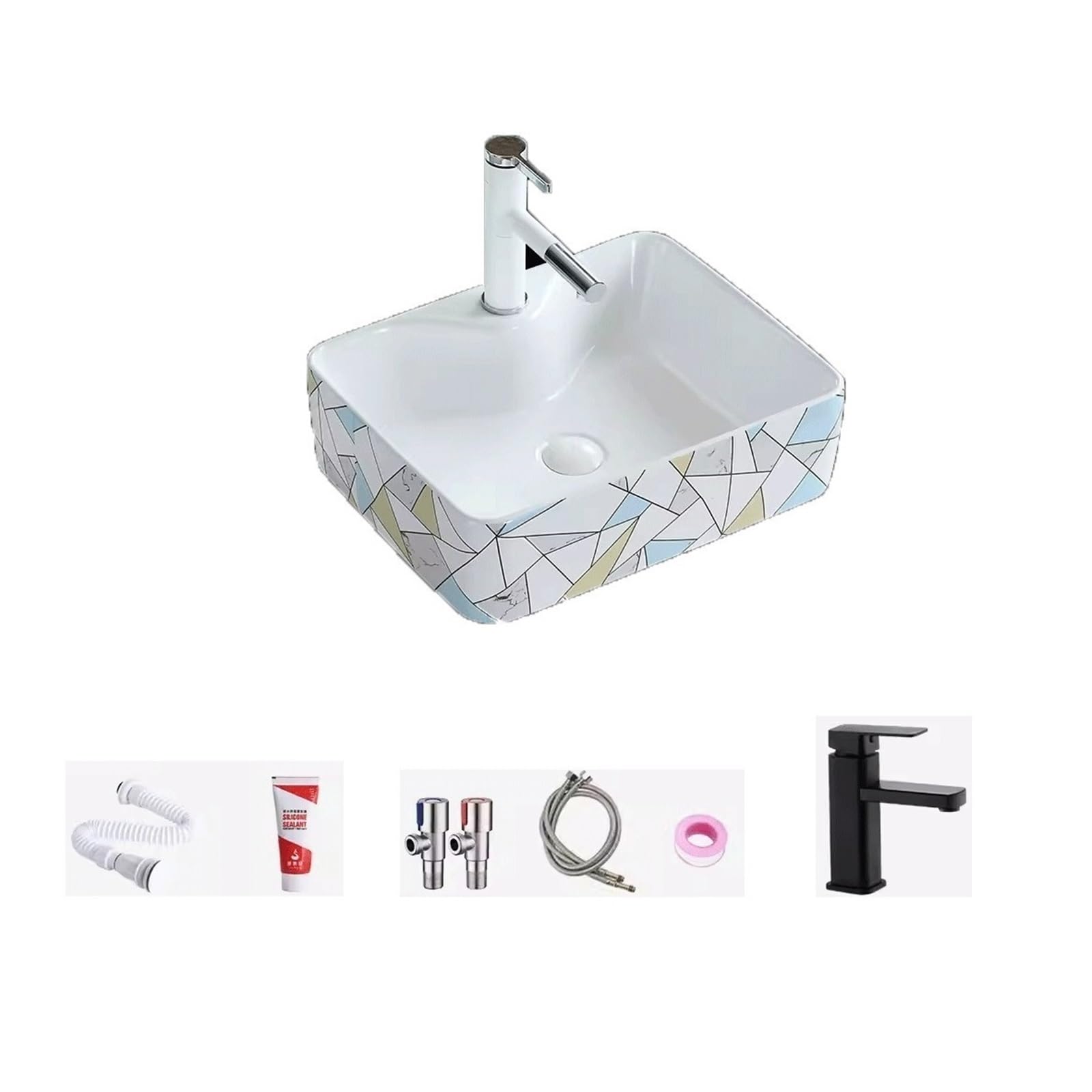 Hpthly Bathroom Sink Ceramic Household Countertop Square Basin Small Size Bathroom Balcony Wash Basin Wash Basin Vessel Sinks