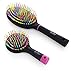 OneDor Rainbow S-Curve Ball tipped Air Volume Paddle Hair Brush with Flexible Cushion Base for Hair | Detangling Comb (2 Set - Black)