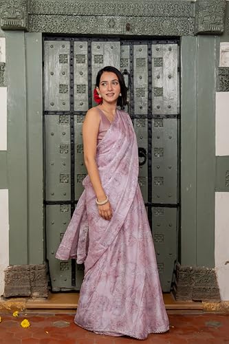 Image of MIRCHI FASHION Women Saree Chiffon Floral Printed | Breathable Festive Occasion Sari for Social Visits with Matching Blouse Piece