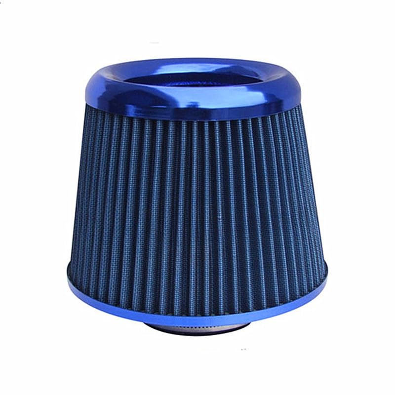 Samochodowe filtry powietrza, wysoka wydajność, filtr wlotowy zimna, zestaw indukcyjny, sportowy stożek siatkowy, 76 mm (niebieski wysoki)