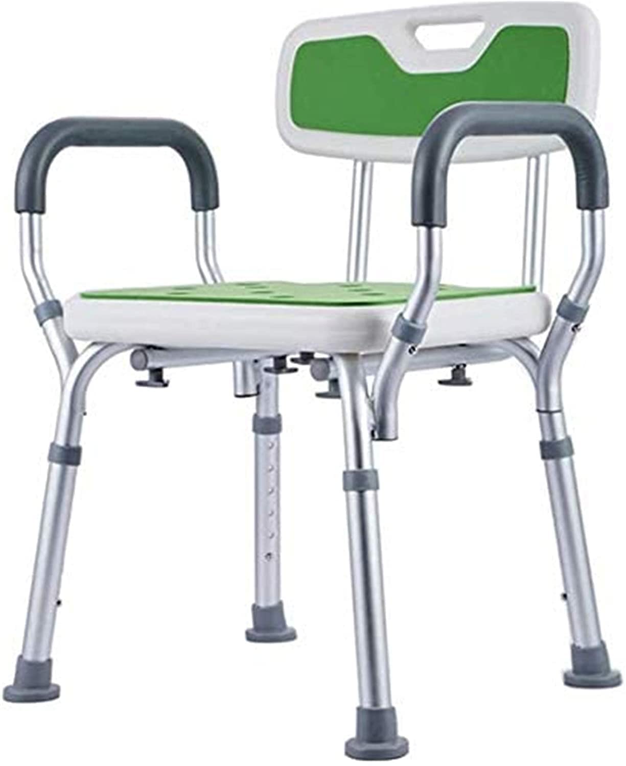 Taburete de Ducha Asiento de Ducha Sillas de Ducha Asientos de Ducha de Baño Antideslizantes Regulables en Altura, con Brazos y Respaldo, Aluminio Ligero Seguridad (Blanco C) (Blan