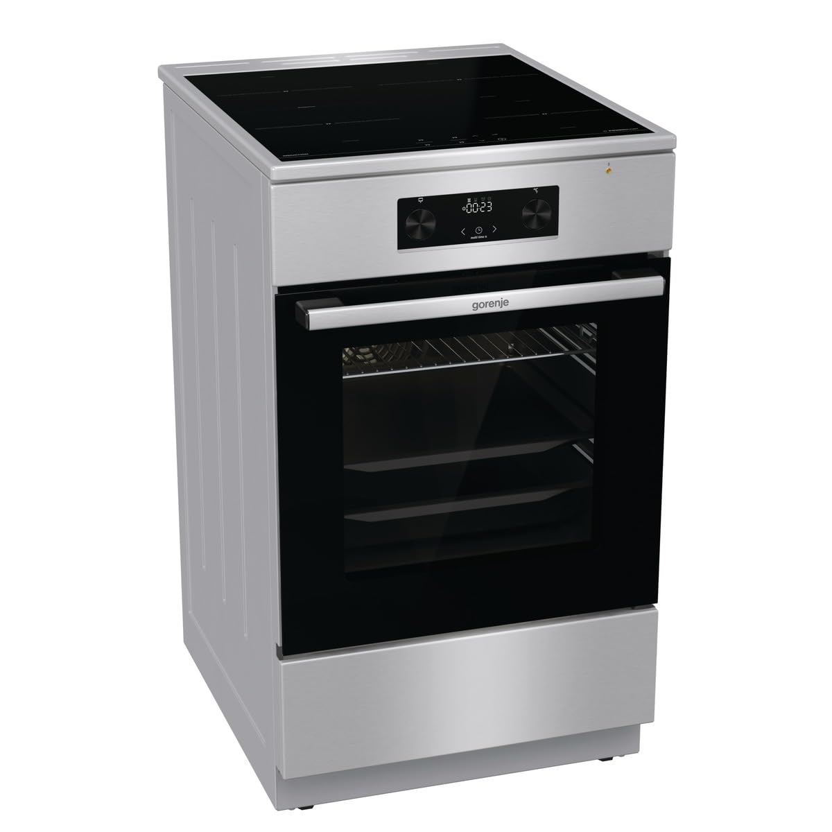 Gorenje GEIT5C61XPG Elektro-Standherd mit Induktionskochfeld, 50cm Breite, 70 L, Pizza Funktion, FrozenBake, AirFry, MultiAir Technologie, HomeMade Backofenform, AquaClean, FastPreheat, Edelstahl