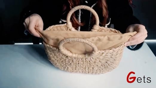 Amazon.com: Gets Summer Women Straw Bag, Hand-woven Tote Handbag