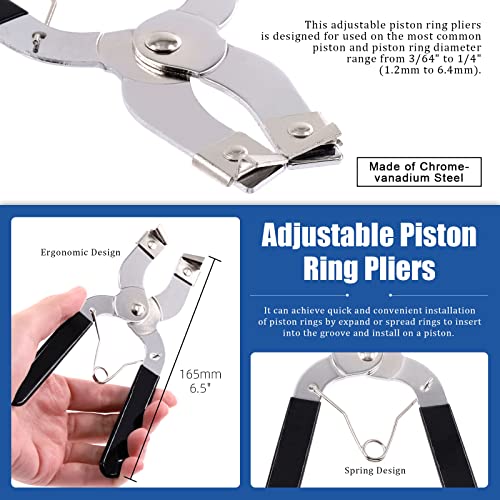 Glarks 7Pcs 3" 4" 6" Piston Ring Compressor Tool Service Set, Car Engine Piston Ring Compressor And Piston Ring Pliers With Adjustable Safety Screws And Wrench For Car Engine, Machine Tractor Pistons #TOP4