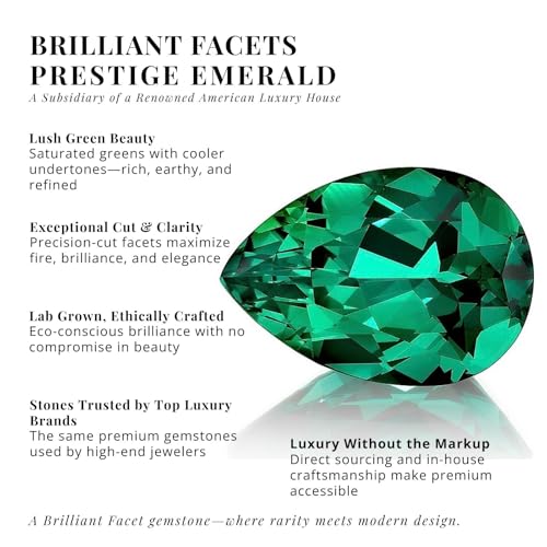 14k White or Yellow Gold Alternating Pear Lab Grown Emerald and Diamond Half Eternity Ring, May Birthstone, Stackable, Anniversary Wedding Band, Birthday Gift for Women w/ Jewelry Box, Sz 4-10 5