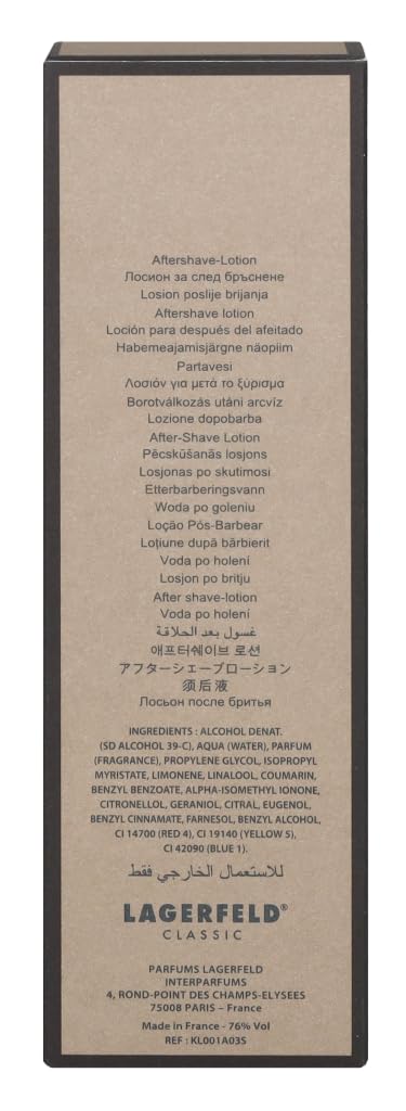 Karl Lagerfeld Classic Aftershave Lotion, Linie: Classic, Aftershave für Herren, Inhalt: 100ml