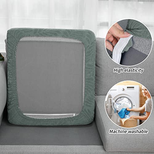 Fuloon Seat Cushion Covers, Solid Jacquard Sofa Cushion Slipcovers Washbale Couch Cushion Cover Seaters Replacement For Furniture Protector (Dark Green, 3 Pieces) #TOP3