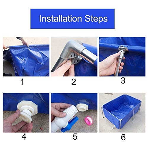 Laghetto per pesci con pannello di visualizzazione, rivestimento in PVC resistente, telaio in acciaio, bacino per acquario da giardino per koi e vita acquatica, include valvola di scarico, fontana per