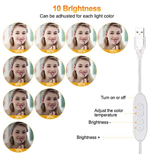 Unisun Led Spiegelleuchte, Lichter Mit Schalter 3 Farbe Und 10 Dimmbar FüR Schminktisch Leuchte, Schminkleuchte, Spiegellampe FüR Kosmetikspiegel, Schminktisch/Badzimmer Spiegel, 6500 Kelvin