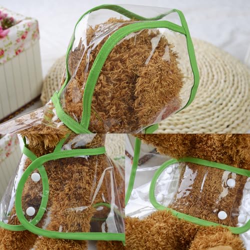 CUHZA Regenmantel für Hunde und Katzen mit Kapuze, verstellbar, aus PVC, transparent, ultraleicht, für kleine Hunde (Grün, L)