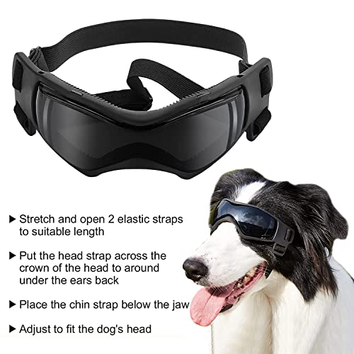 Hund Sonnenbrille, Hundeschutzbrille, Sunglasses for Dog, Hundebrille, Hundebrille UV Wasserdicht, Dog Brille Wasserdichter, Pet-Brillen, für mittelgroße und große Hunde Augenschutz Schwarz