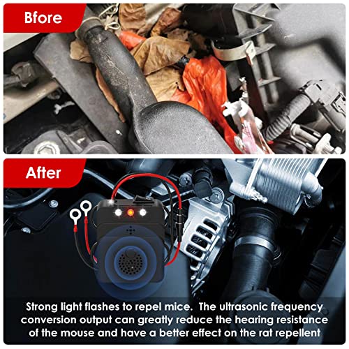 Under Hood Ultrasonic Rodent Repellent, Professional Rat Repellent For Car Engine, Mouse Deterrent For 12V 24V Vehicle Automobile Truck Rv Garage Warehouse Drive Away For Rats, Squirrels - 2 Pack #TOP1
