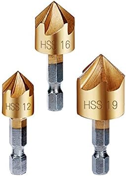 Rongon 3PCS Countersink Drill Bit Set, 1/4 Center Punch Tool Sets