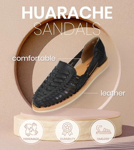 Image of Macarena Collection Womens Shoes Leather Sandal Flat for Women | Huarache Handmade Mexican Sandals | Comfortable & Stylish Womens Sandals 3050