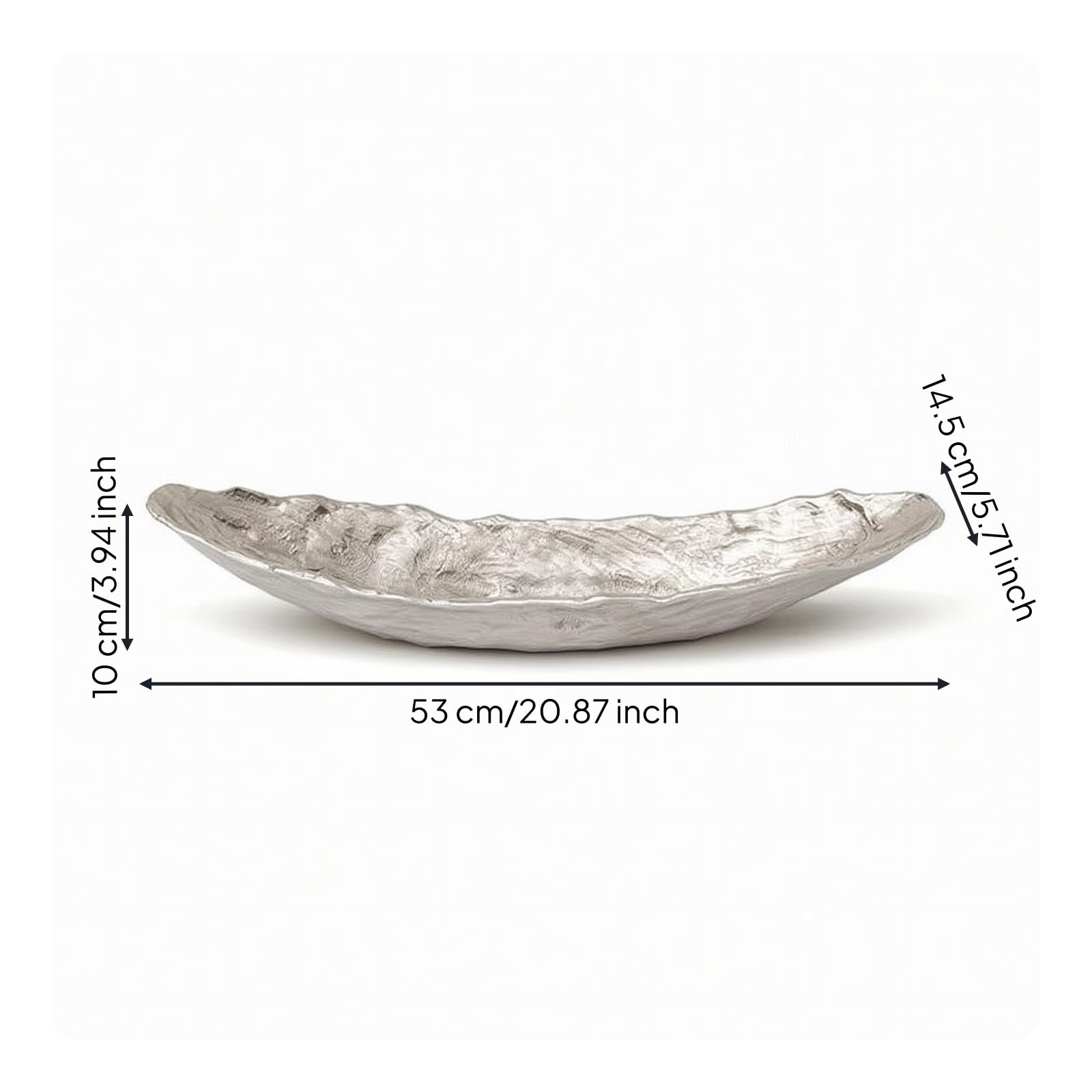MagiDeal Plat Présentoir en Aluminium avec Extrémités Relevées pour Servir Olives et Lors Réceptions sur Table Centrale, Petit 53x14.5x10cm