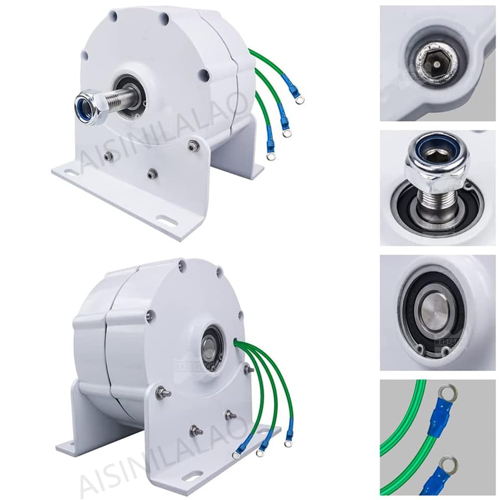 5000W Bezprzekładniowy Generator z Magnesami Trwałymi, Niskobiegowy 3-fazowy Generator Energii 12V 24V 48V 220V do Gospodarki Wodnej i Energii Wiatrowej dla Domu (z Podstawą)