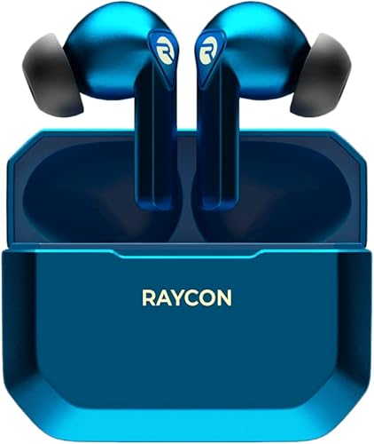 Raycon Los auriculares inalámbricos Bluetooth para juegos con micrófono integrado, baja latencia, 31 horas de batería, funda de carga con