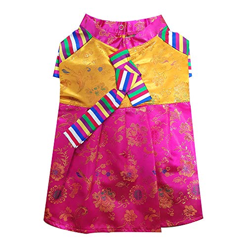 Youthdog Silk Puppy Clothes Korean Hanbok Dress Costume Dog Clothes for Girl Dog Outfit Small to X Large Size (Pink Small (US XS))