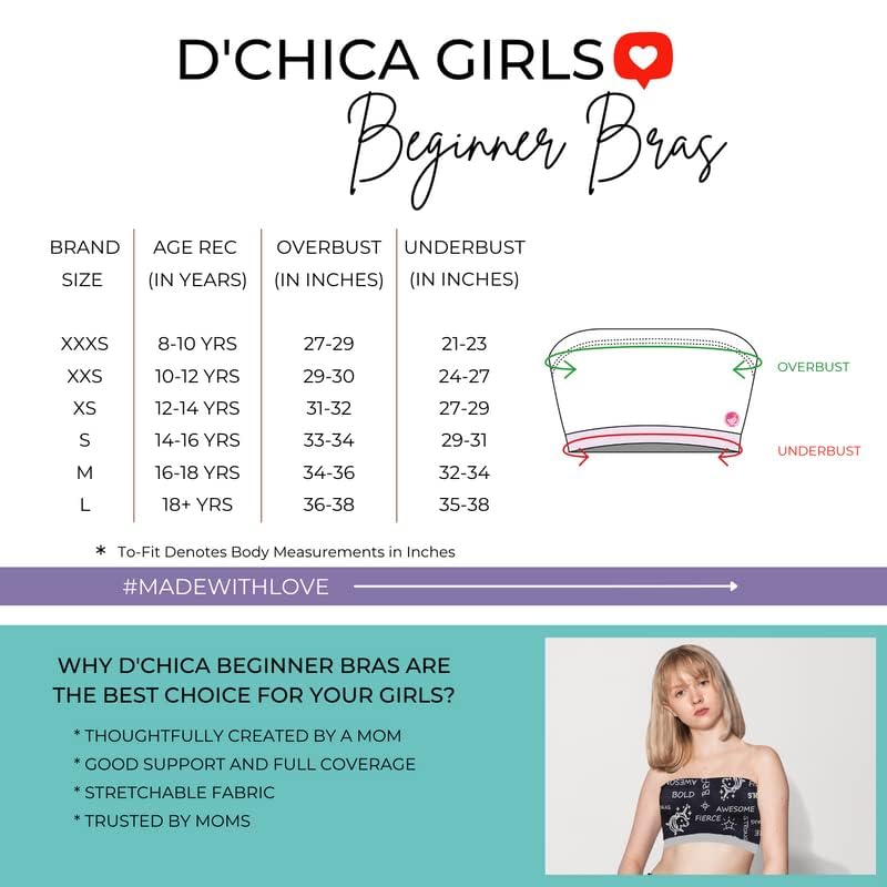 Image of DChica Essentials Tube Bra for Girls, Solid Stylish Without Strap Training Bra for Teenagers, Cotton Non-Padded Full Coverage Beginners Non-Wired Girls T-Shirt Gym (Pack of 1)