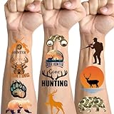 Gameza Gone Hunting Temporary Tattoos - 200+ Hunting Birthday Party Decorations Favros Supplies Oh Deer Hunter Temporary Tattoos Stickers Gift for Kids Class School Prizes Rewards
