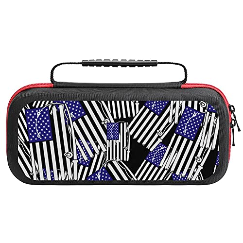 American Fishing Rod & Hook Flag Carrying Storage Cases for Nintendo Switch Protective Portable Hard Shell Pouch Carrying Travel Game Bag