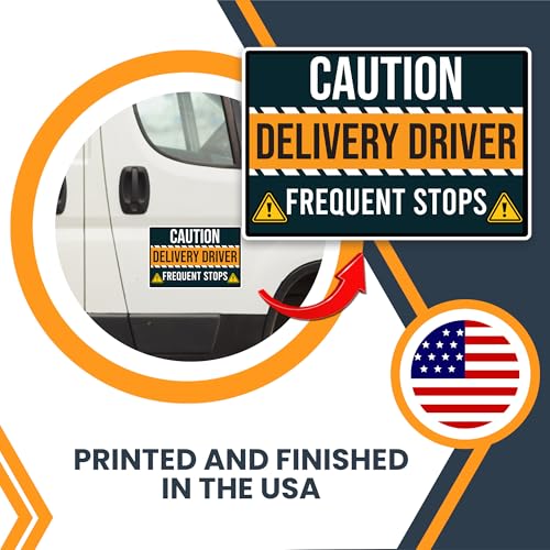 Image of Magnet Me Up Caution Frequent Stops Delivery Driver Automotive Magnet Decal, 3 Pack, Two 8x12 inch and One 3x10 inch, Automotive Magnet for Car, Flex Delivery Driver, Crafted in USA