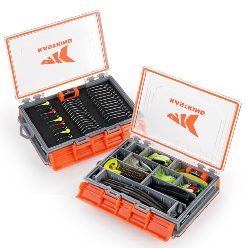 KastKing HyperSeal 3500 Double-Sided Waterproof Fishing Tackle Box Adjustable Dividers EVA Foam Jig Storage Lure & Terminal Tackle Organizer 2 Pack