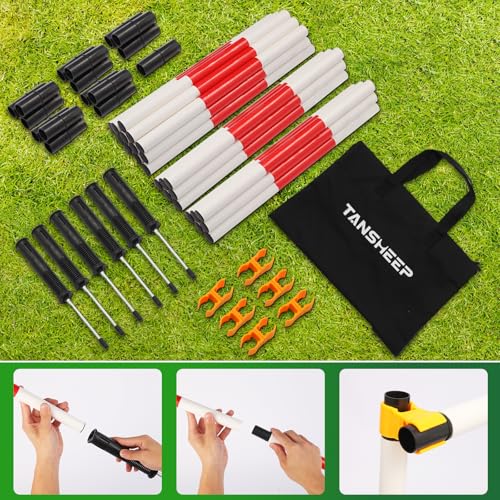 Tansheep Slalomstangen Fussball Trainingsset Slalom Poles 6 Slalom Stangen mit Tasche, 6 Agility-Stöcke mit Feder, 3 Horizontale Stöcke für Koordinationstraining, Slalom, Fußball, Hundesport