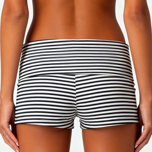 Image of KMBANGI Womens Fold Over Shorts Elastic Waist Y2k Lounge Shorts Foldover Cute Pajama Micro Bottoms Mini Shorts Sleepwear