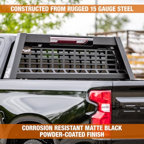 Image of GuardDogg by Buyers 851560 23.50 inch Matte Black Heavy-Duty Steel Pickup Truck Headache Rack Bundle w /Mounting Brackets, Popular with RAM 2500 & 3500, Made in The USA