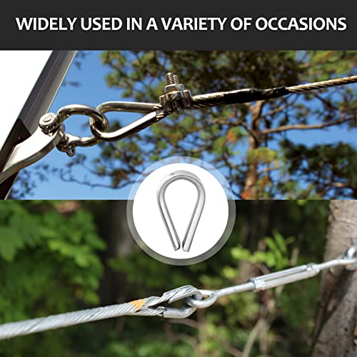 Rierdge 50Pcs M2 304 Stainless Steel Wire Rope Thimble Rigging For 1/16" - 3/32" Diameter Wire Rope Cable #TOP5