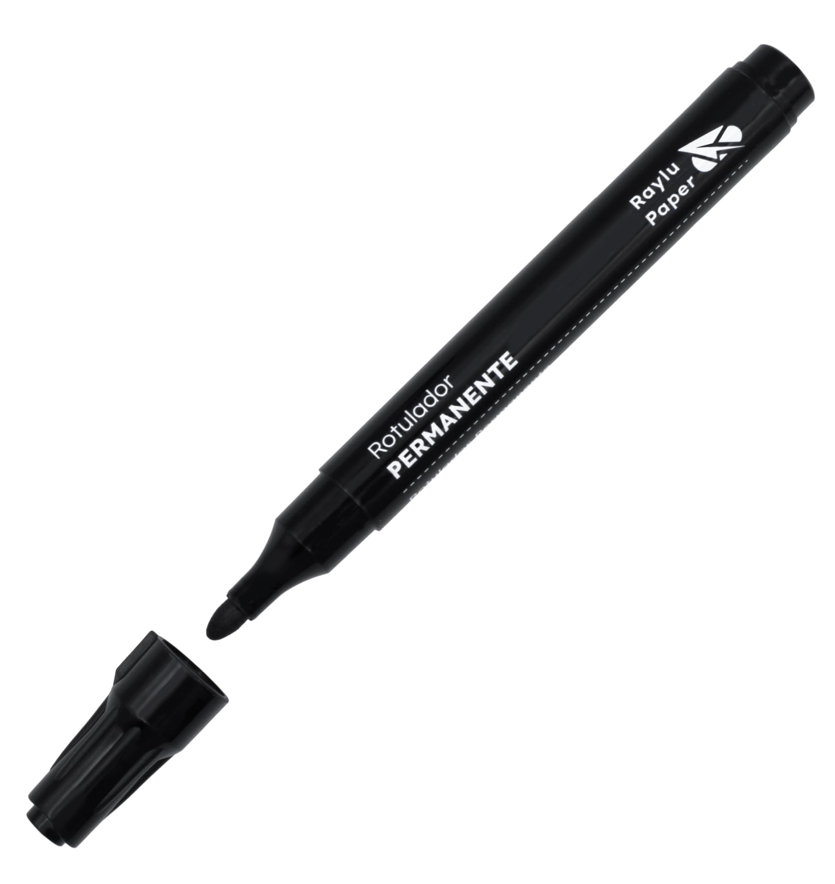 RAYLU PAPER Rotuladores Permanentes con Punta de 2mm, Rotulador Permanente Resistente al Agua y la Decoloración de Secado Rápido, Ideal para Papel, Cartón, Plástico, Metal y Tela (1, Negro)