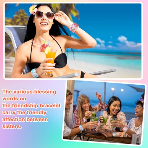 100 Pcs Beaded Friendship Bracelets Bulk Colorful Inspirational Stretch Bracelets Y2k Preppy Adjustable Jewelry for Rainbow Princess Women Beach Party Favor Gifts(Love Heart)4