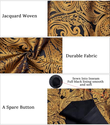 Image of DiBanGu Mens Paisley Suit Vest Silk Jacquard Waistcoat and Necktie Set Formal Shawl Collar Dress Vest 7PCS for Wedding Party