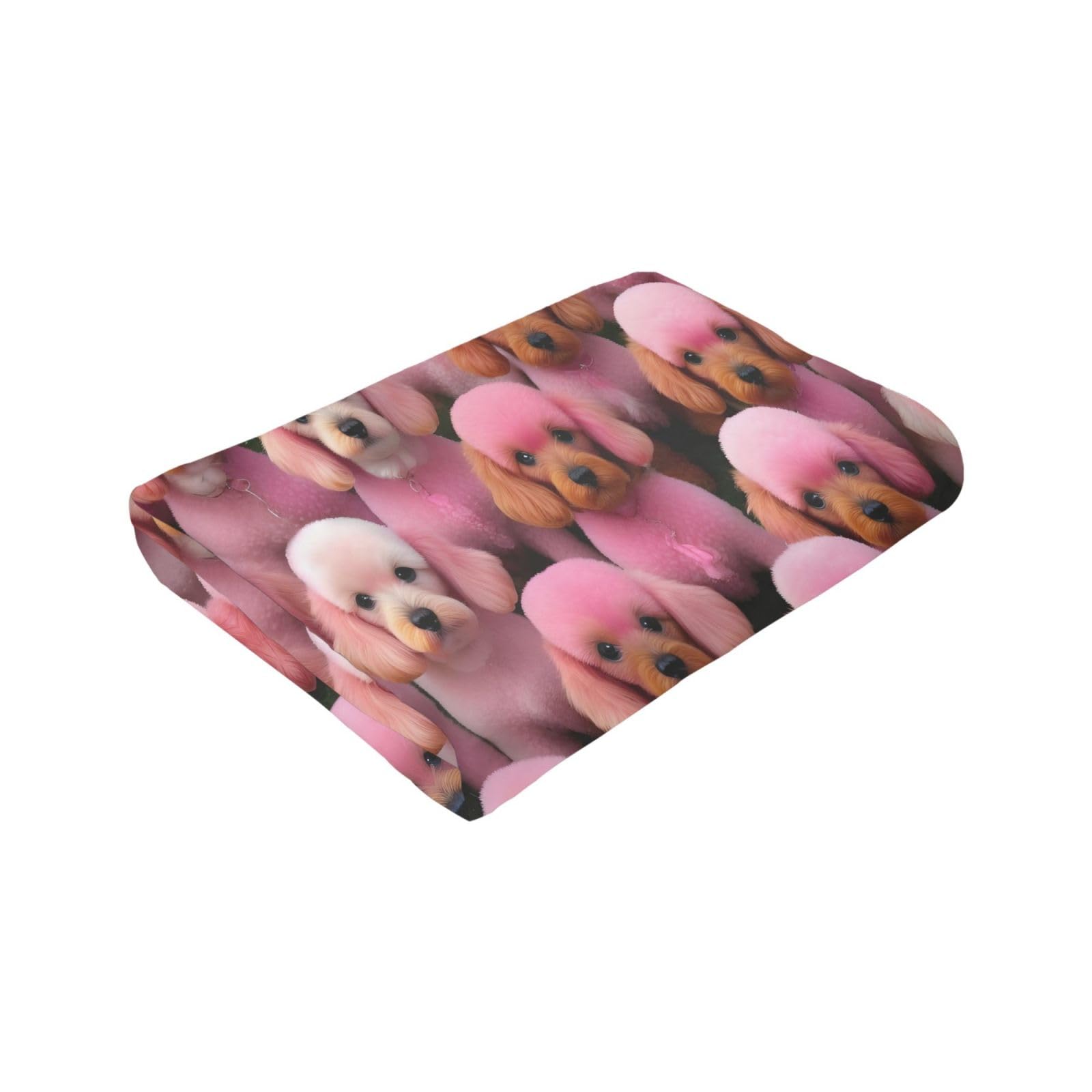 Coperta decorativa in morbida flanella calda e accogliente per bambini, cane, gatto, 127 x 152 cm, stampa di barboncini rosa