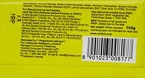 Image of Cinthol Lime Soap, 150g (Pack of4) - 99.9% Germ Protection | Lime Fresh Fragrance | Soaps For Bath Grade 1 Soap | For All Skin Types (Pack of 5)