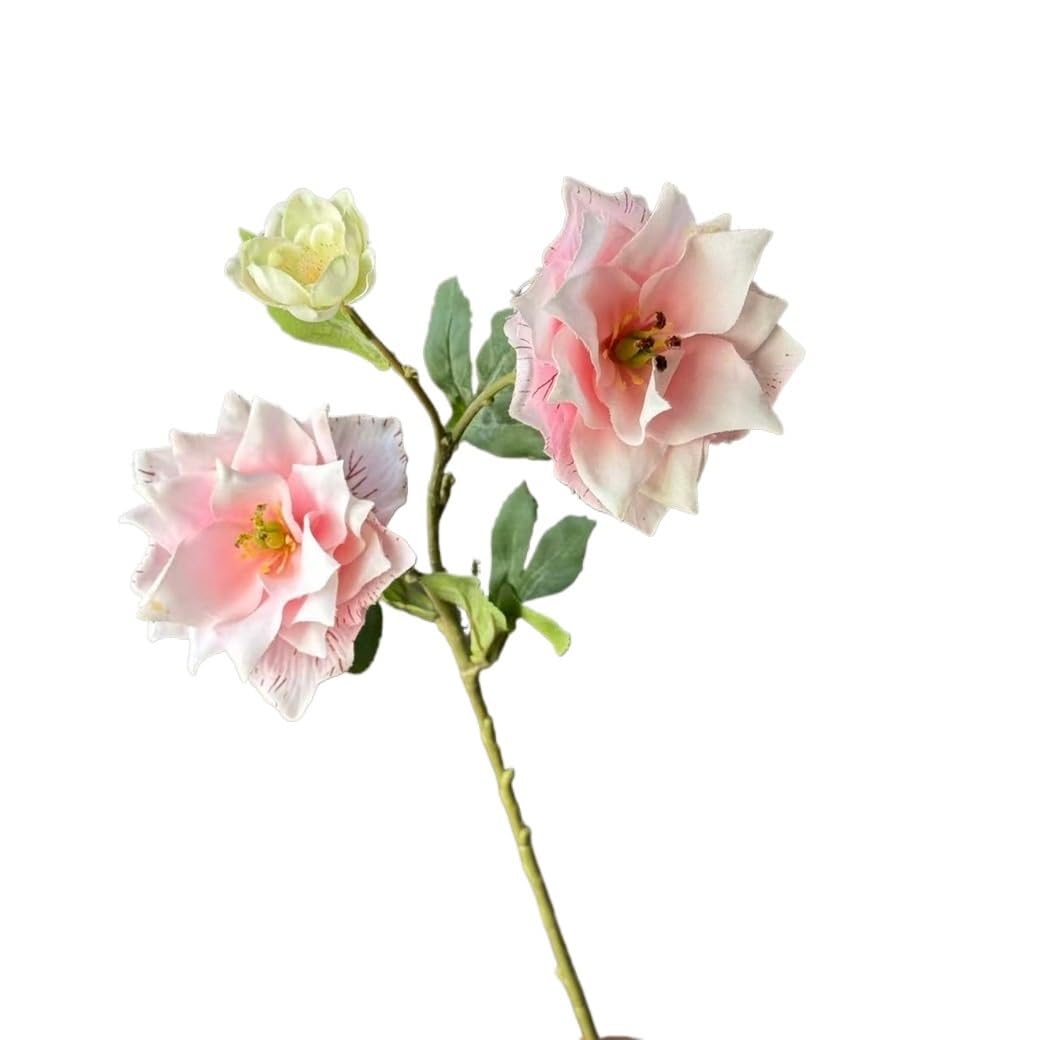 Huffa Light Pink 3-Head Artificial Clematis Flowers For Home Decor And Wedding Arrangements(Light Pink)
