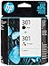 HP 301 Pack de 2 Cartouches d'Encre Noire et Trois Couleurs Authentiques (N9J72AE)