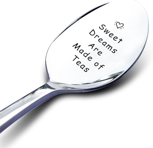 Sweet Dreams están hechos de cuchara de té con caja de regalo, regalos divertidos para amantes del té, la mejor cuchara de té de acero inoxidable