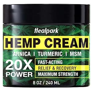 Natural Hemp Cream 8 fl oz – Maximum Strength – Arnica,MSM, Turmeric, Emu Oil, Menthol, Aloe – Muscle, Joint, Nack, Shoulder, Back, Low Back, Knee, Foot
