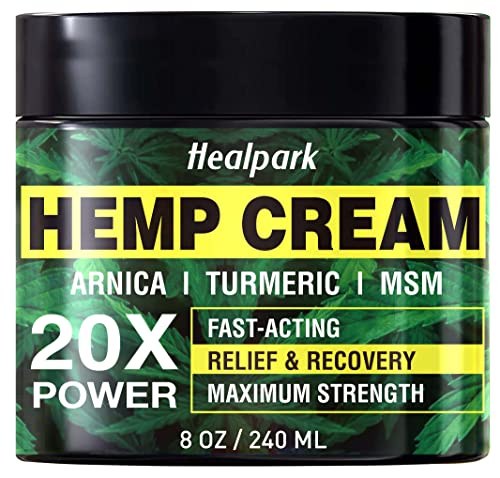 Natural-Hemp-Cream-8-fl-oz-Maximum-Strength-ArnicaMSM-Turmeric-Emu-Oil-Menthol-Aloe-Muscle-Joint-Nack-Shoulder-Back-Low-Back-Knee-Foot