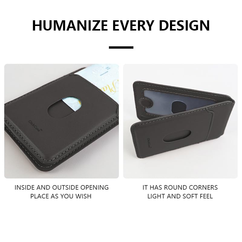 Image of ClickCase Magnetic Wallet, Compatible with MagSafe Wallet with Kickstand, for iPhone16 /15 /14 /13 /12 Series, Not for iPhone 13 /12 Mini, 4 Card Holder, Vegan Leather,Matt Black