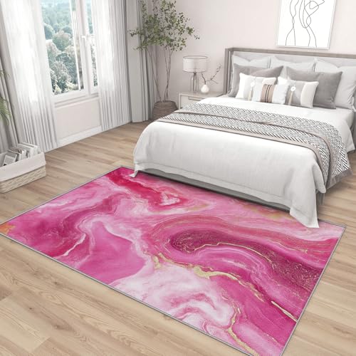 Tapete rectangular de 5x6 pies color rosa vivo miniatura 5