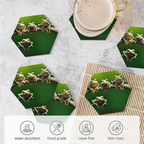 Dessous de verre céramique hexagone Lot de 6 avec support pour table - 6