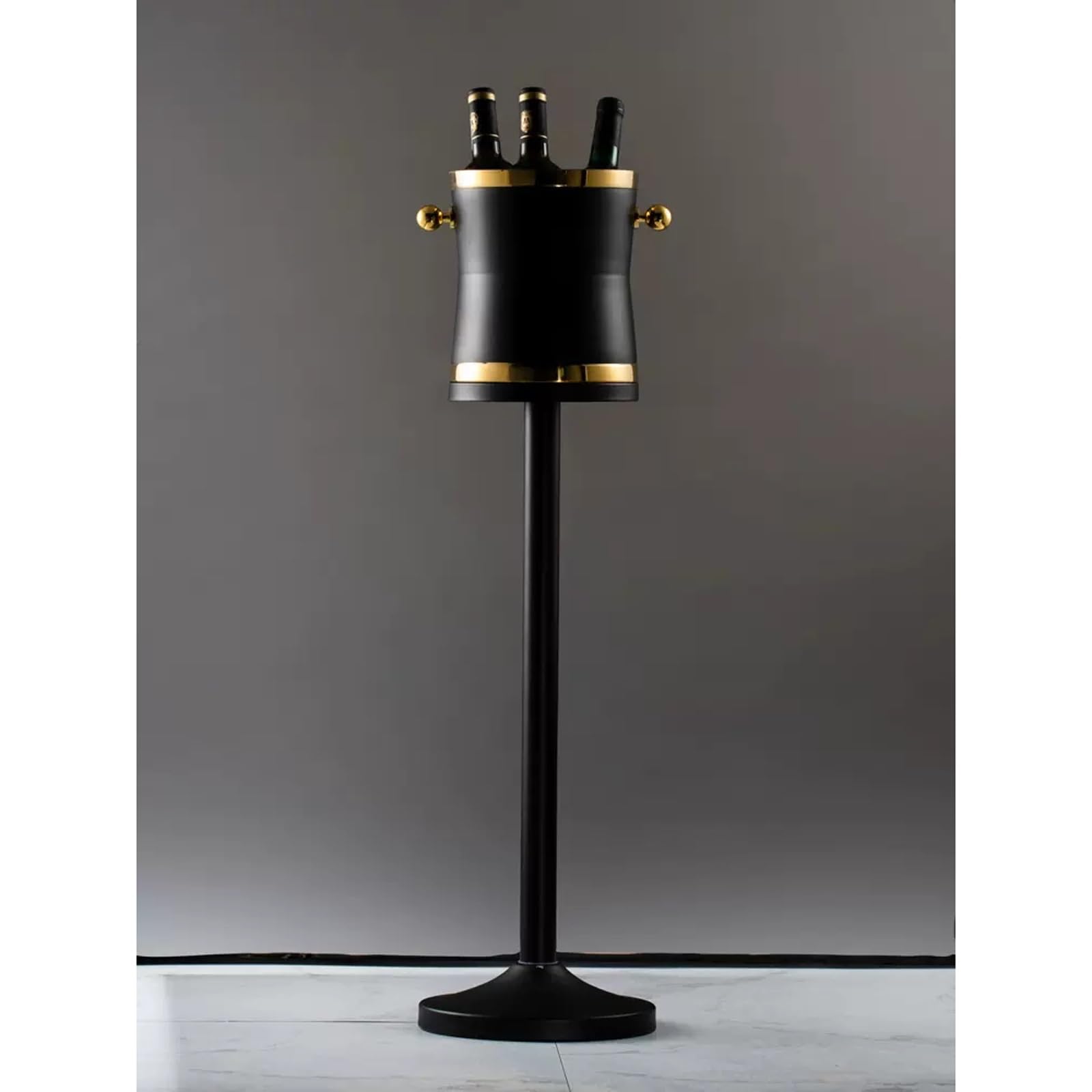 Cubo de Hielo Lujosa cubeta de champán Grande Acero Inoxidable con Soporte Alto, Acabado en Negro Mate, 27.1 Pulgadas