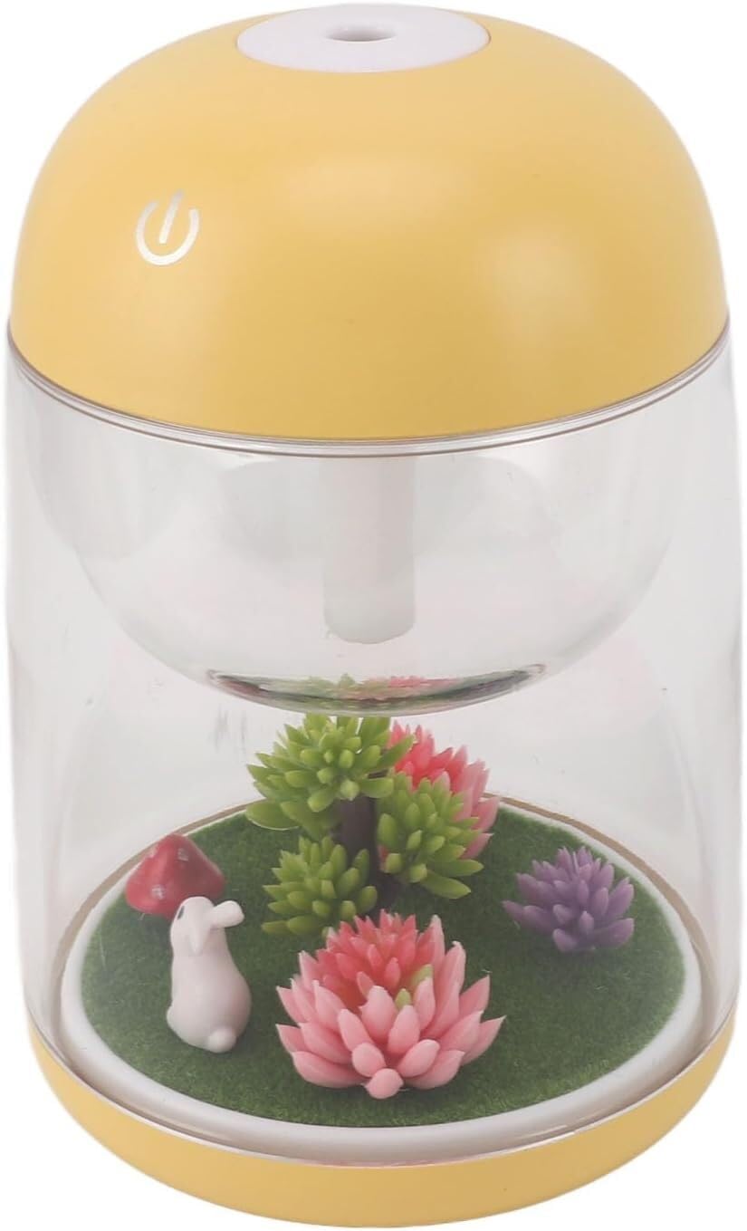 per Uso Domestico Mini umidificatore, Micro umidificatore paesaggistico ABS Silenzioso ad ultrasuoni 180ML for Auto(Yellow)