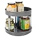 mDesign Lazy Susan plateau tournant en plastique à 2 étages pour épices, aliments, etc. – accessoire de rangement cuisine pour placards et plan de travail – étagère à épices – gris