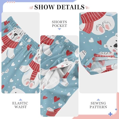 Pajama Pants Polar Bear with Hearts PJ Bottoms Sleepwear Lounge Sleep Pant with Pockets4