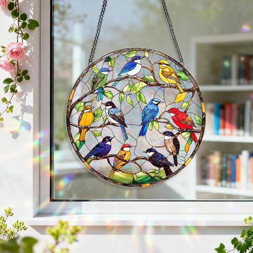 8 Inch Sun Catchers Indoor Window Acrylic Rainbow Suncatcher Window Hanging Decoration for Living Room Bedroom Summer Home Balcony Ornaments Decoration (76 Bird)